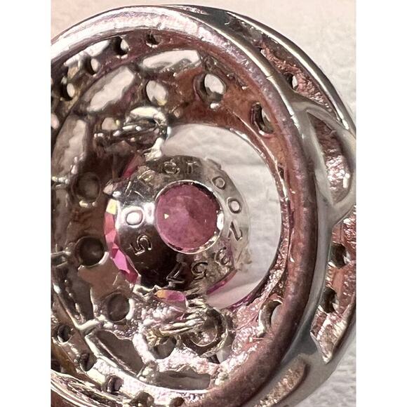 Pink tourmaline white topaz pendant necklace in platinum over 925 silver - Picture 8 of 16